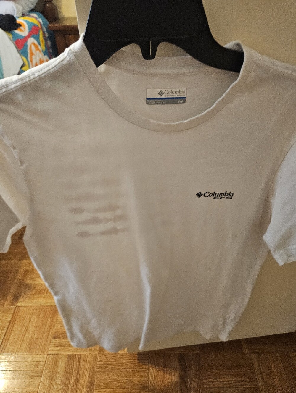 Columbia White Mens Short Sleeve Tee with Logo